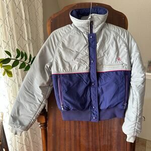 Vintage Roffe Ski Snow Jacket Made In The USA girls size 8 pink purple gray